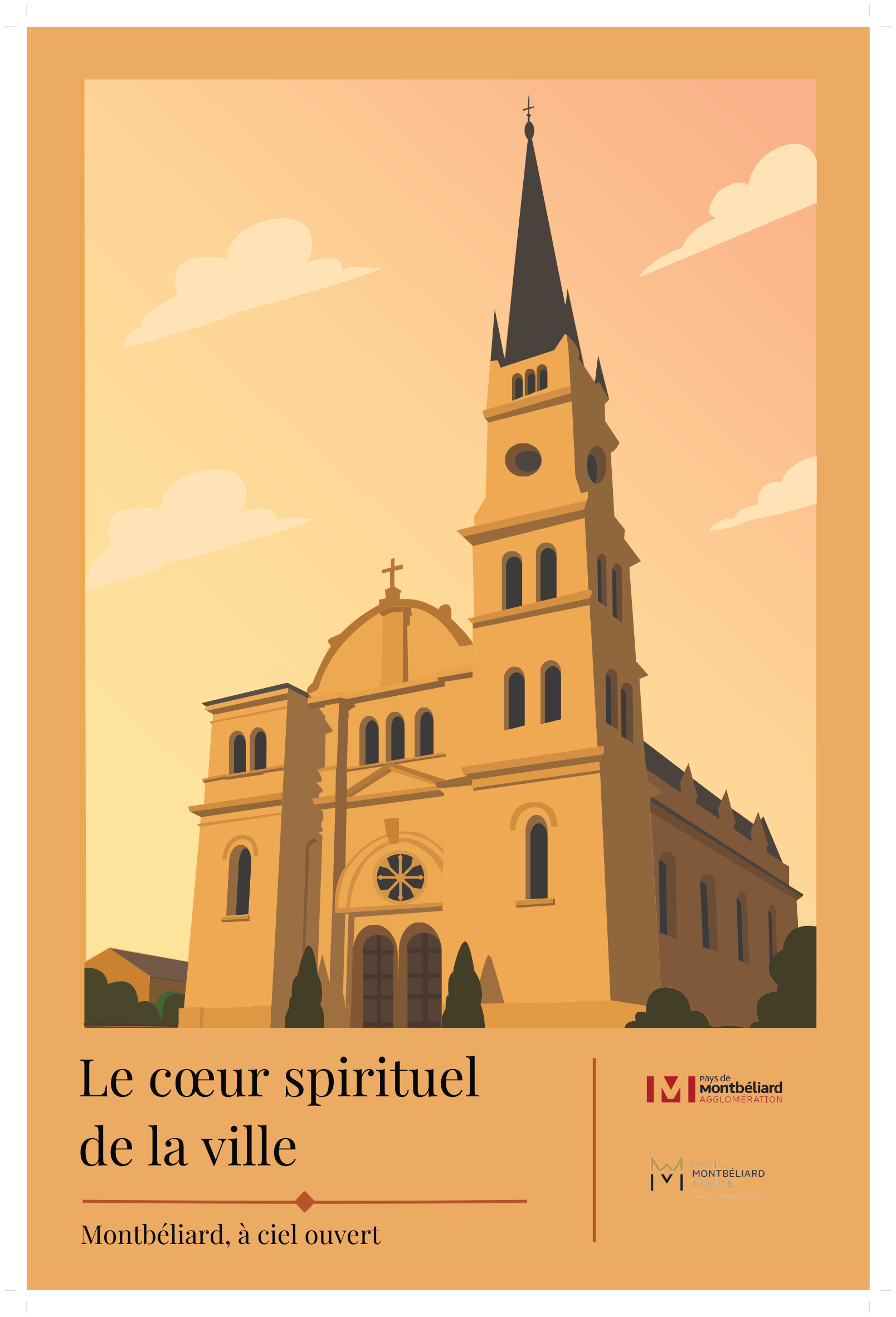 Affiche illustrée d’une église de Montbéliard